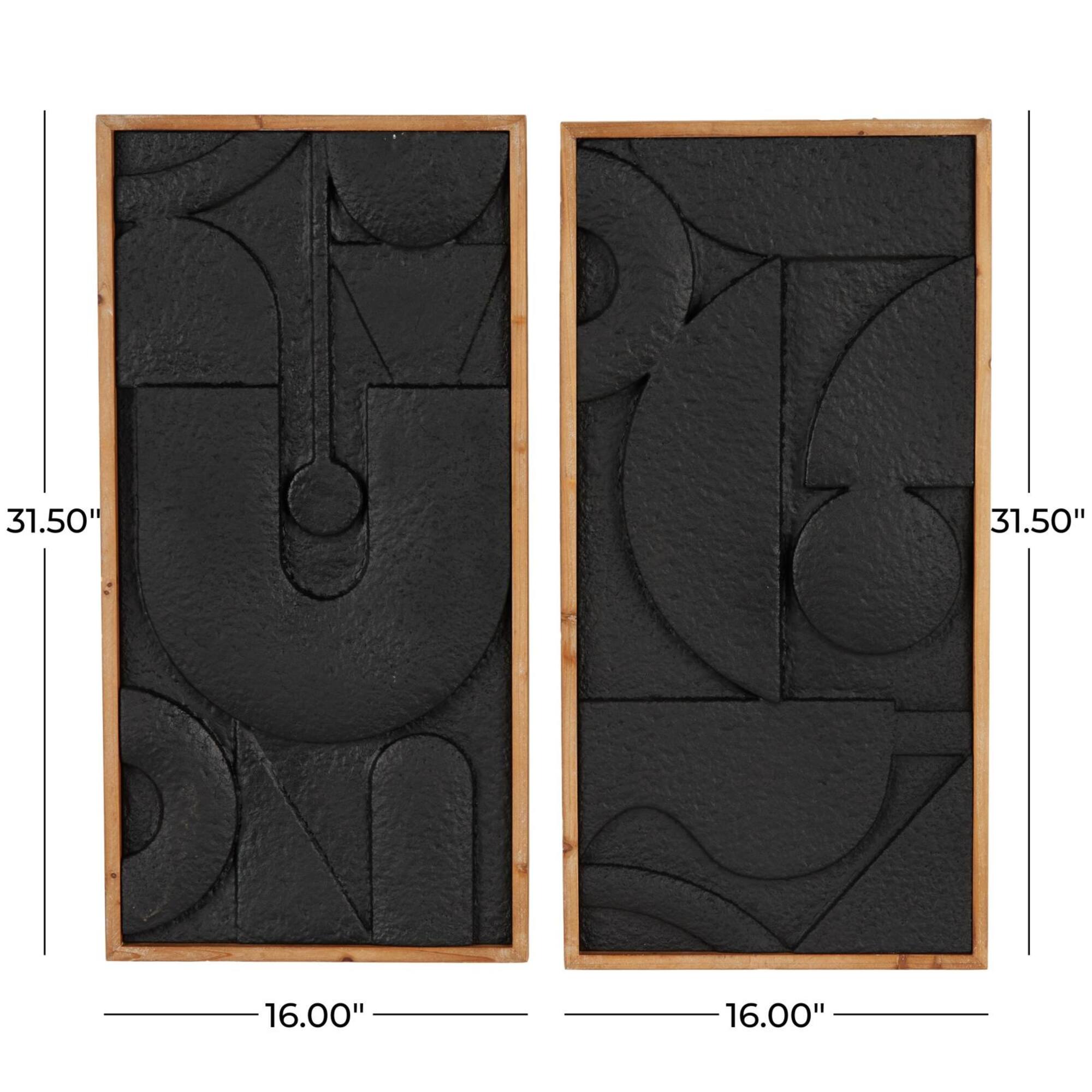 16" x 31.5" Black Metal Geometric Wall Décor, 2ct.